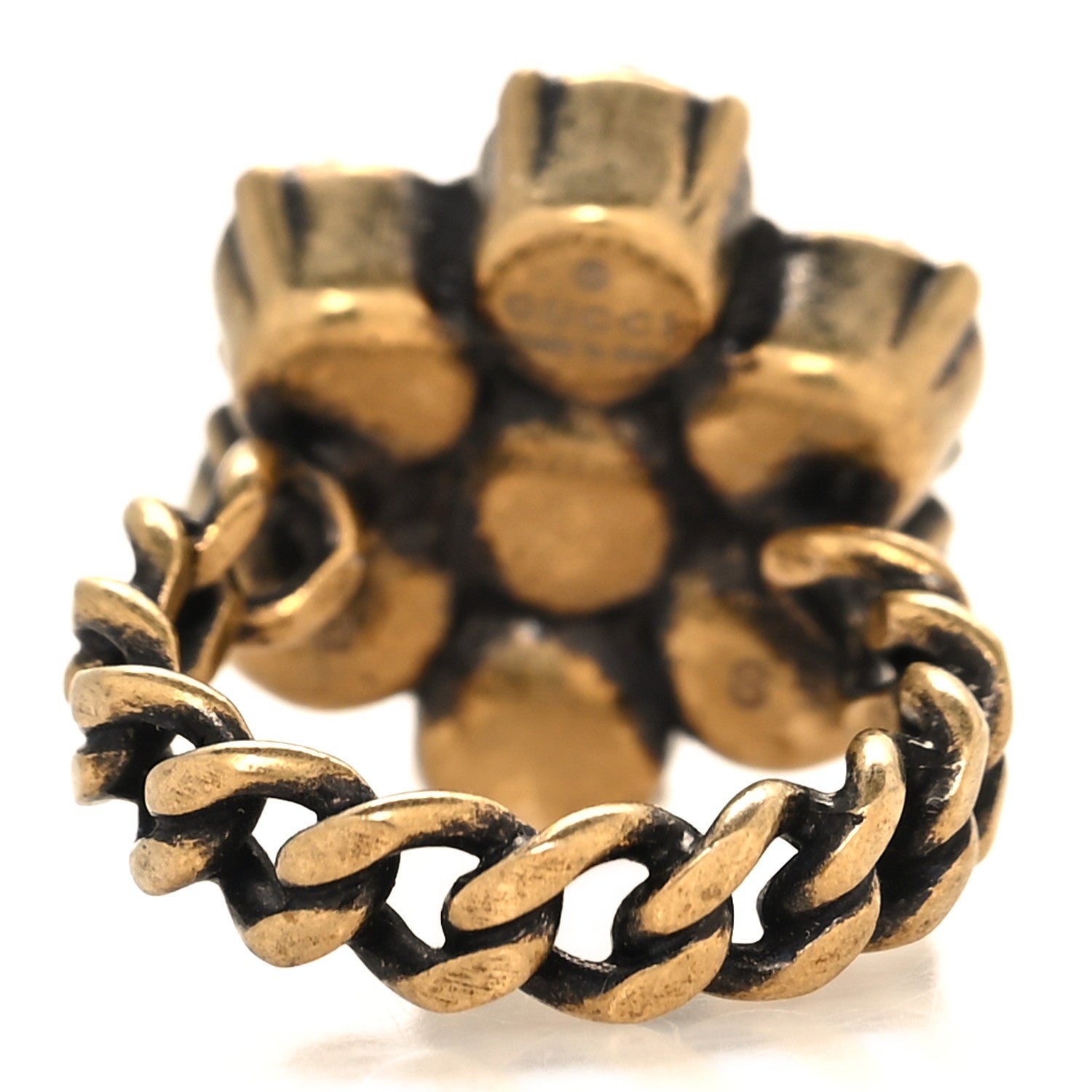 Gucci Metal Crystal Marmont Ring S Aged Gold 3 of 5