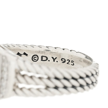 David Yurman Sterling Silver Diamond Prasiolite 10mm Petite Wheaton Ring 51 5.75 4 of 4