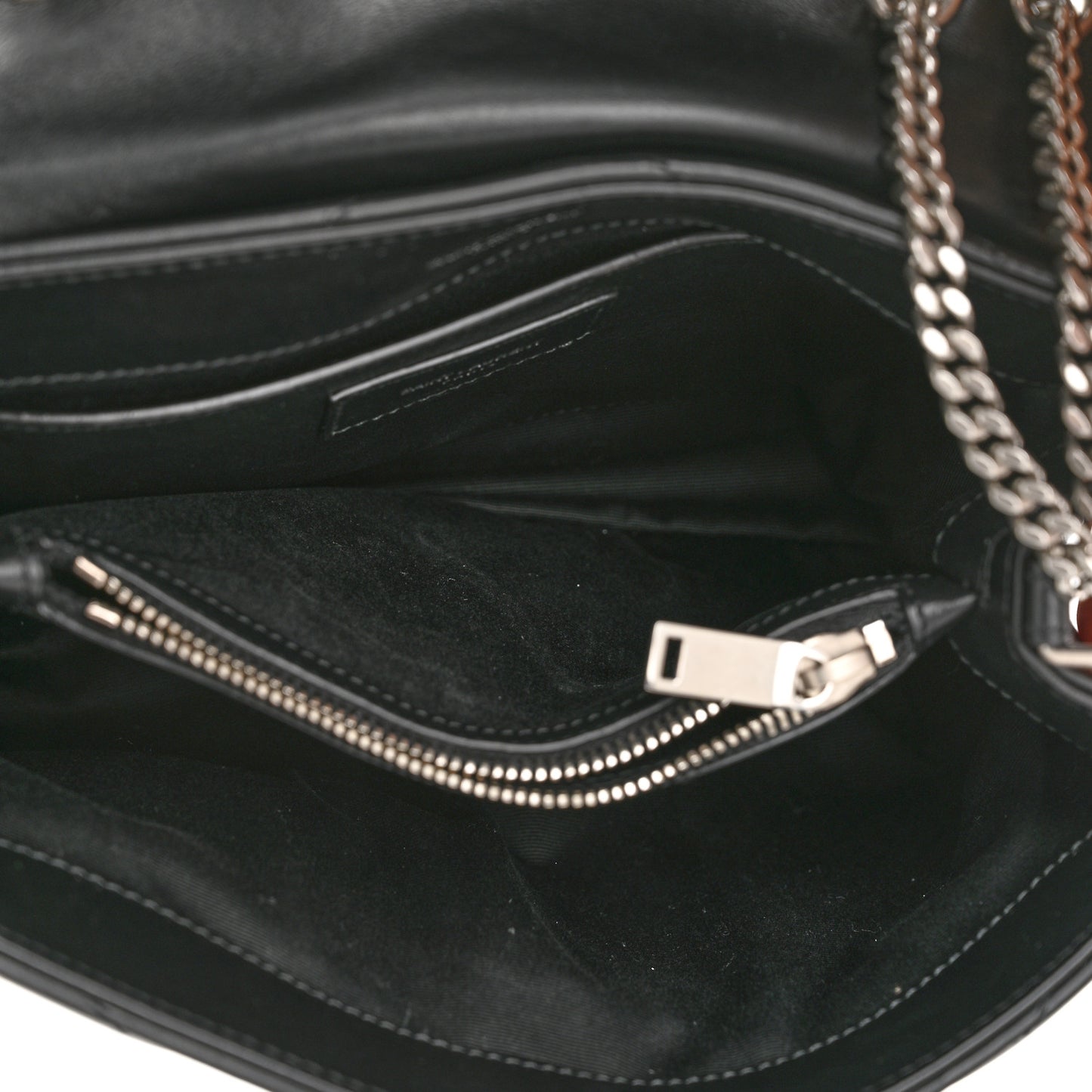 Calfskin Y Quilted Monogram Small Loulou Chain Satchel Black