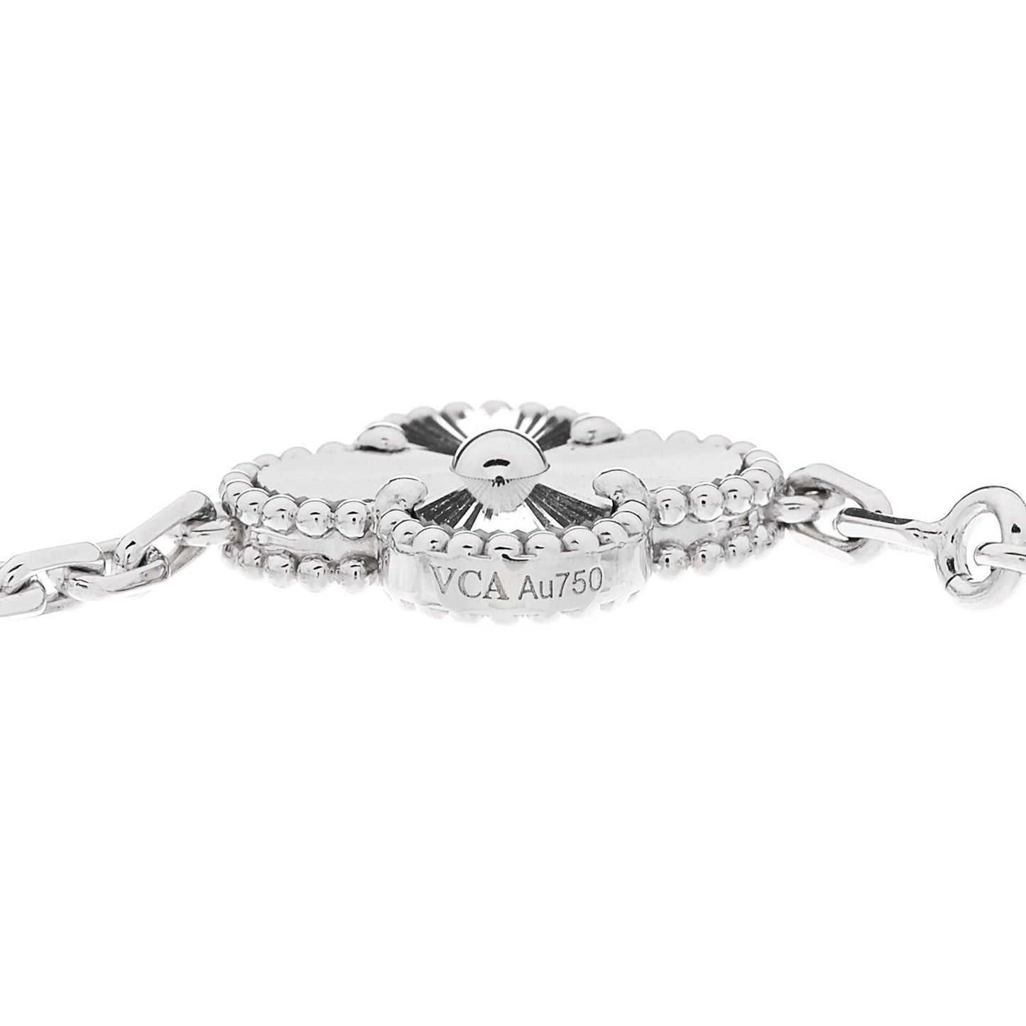 18K White Gold 5 Motifs Guilloche Vintage Alhambra Bracelet
