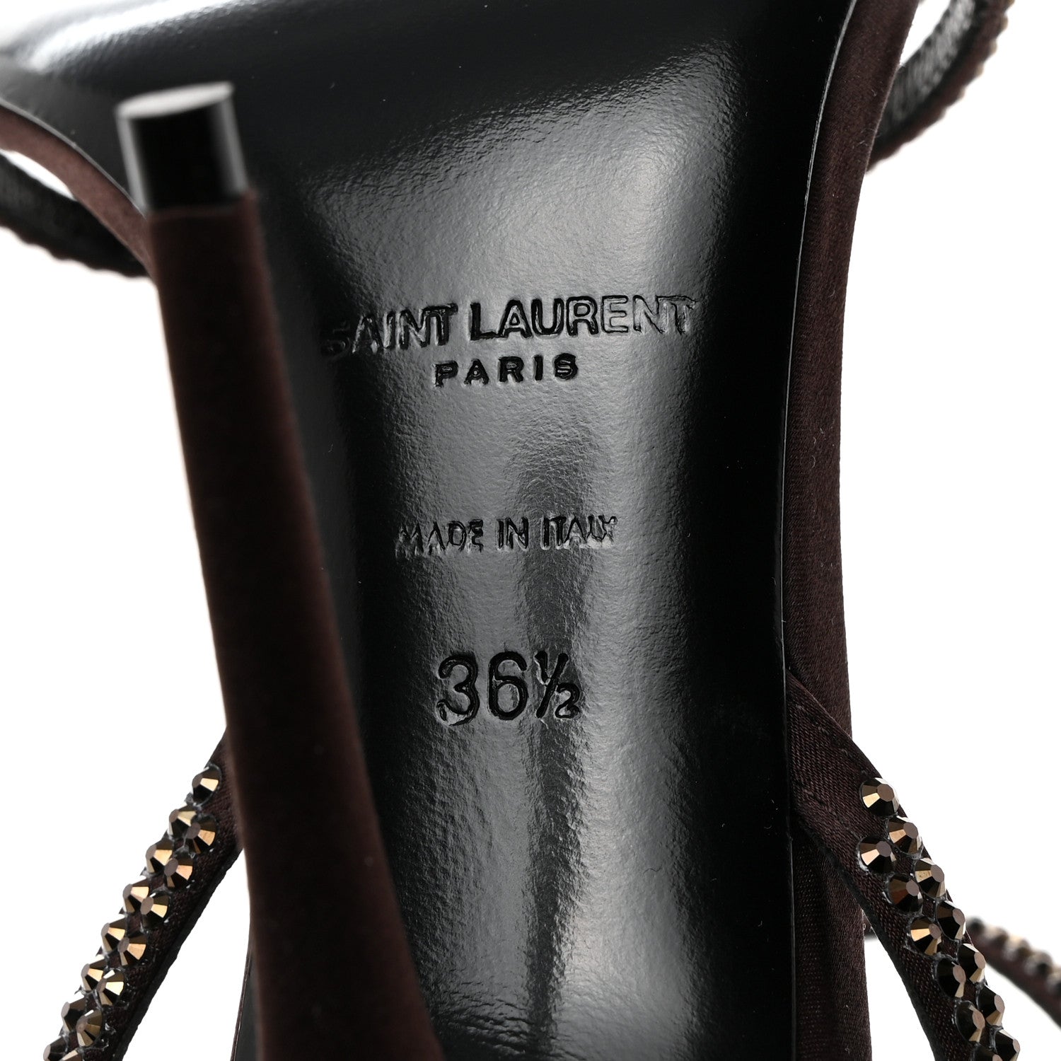Saint Laurent Satin Crystal Ava 105 Sandals 36.5 Amaranth 7 of 7