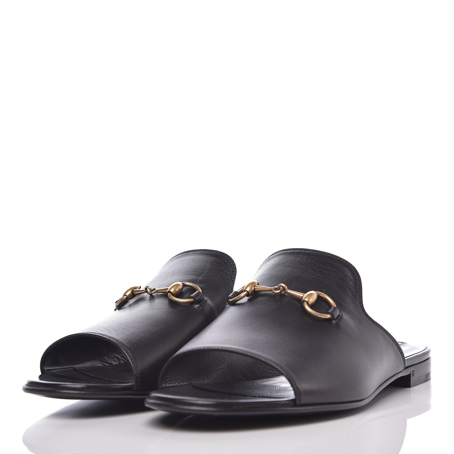 Gucci Malaga Kid Horsebit Slide Sandals 37.5 Black 3 of 8
