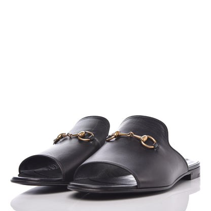 Gucci Malaga Kid Horsebit Slide Sandals 37.5 Black 3 of 8