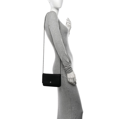 Chanel Caviar Chevron Quilted Wallet On Chain WOC Black 2 of 12