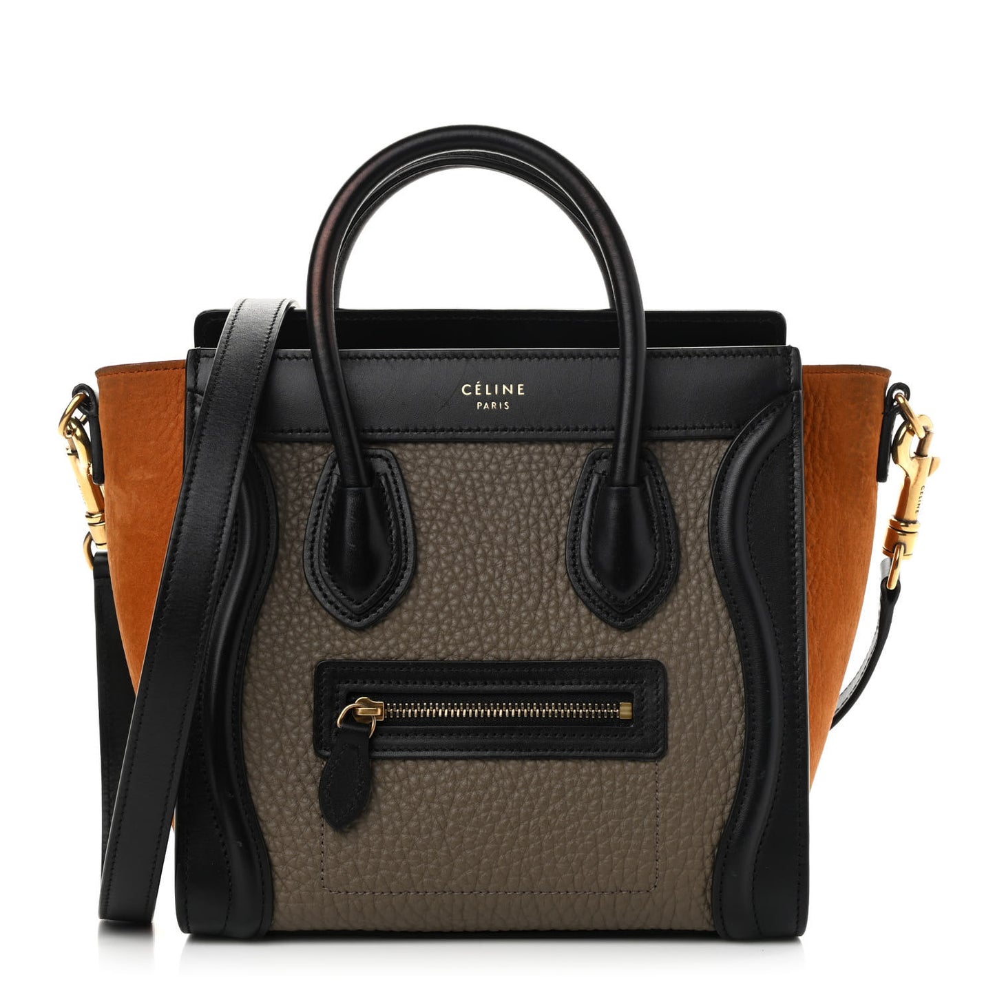 Bullhide Calfskin Nubuck Nano Tri-Color Luggage Tawny