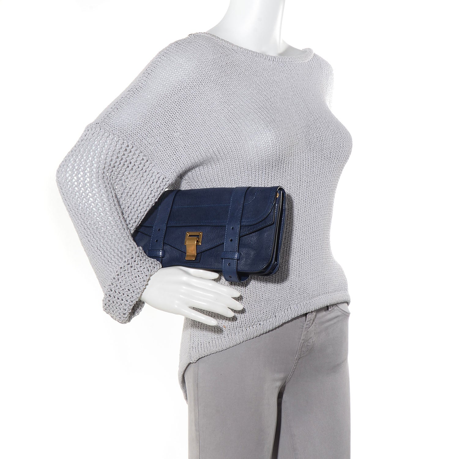 Proenza Schouler Lux Leather PS1 Pochette Clutch Midnight 2 of 10