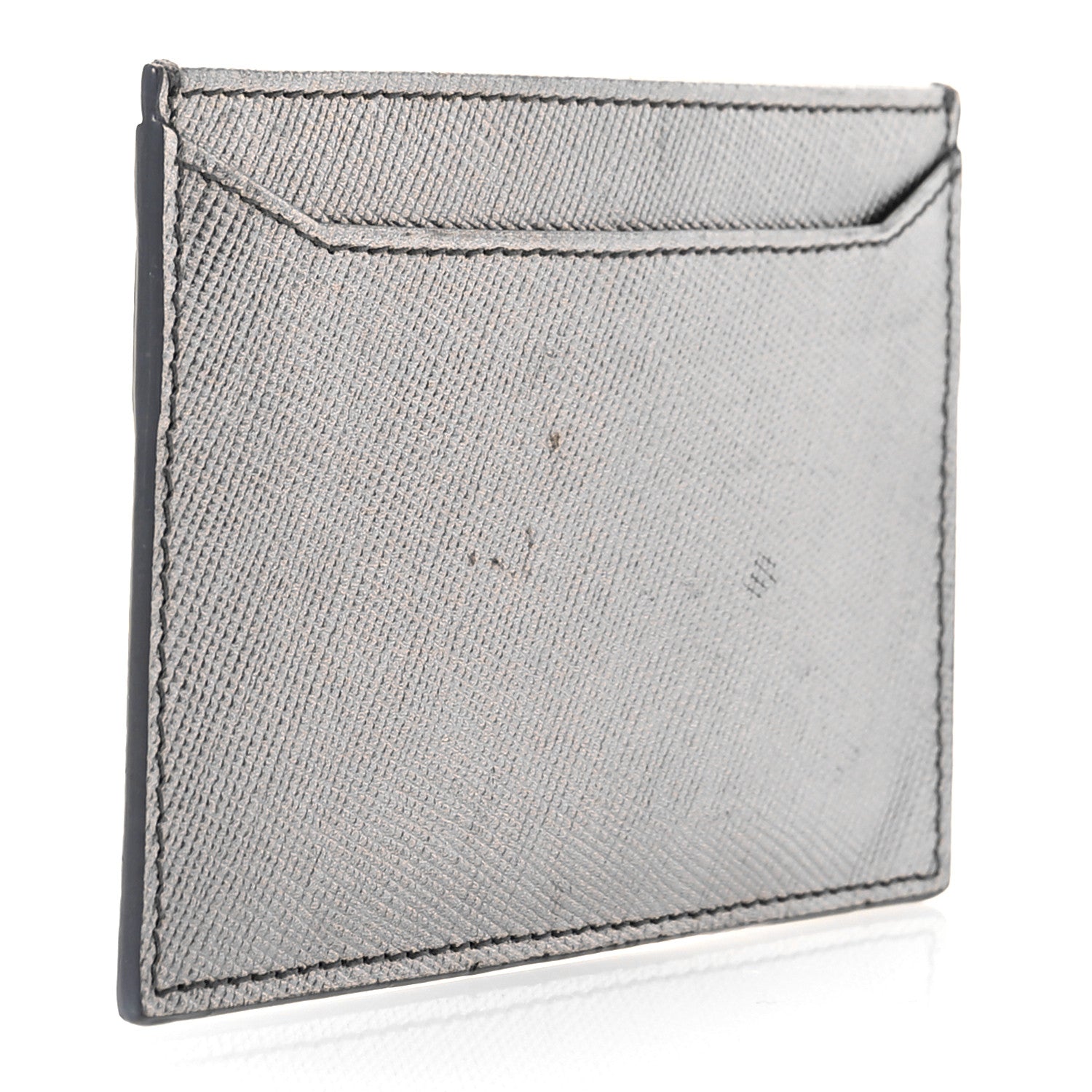 Prada Metallic Saffiano Metal Card Case Cromo 3 of 8