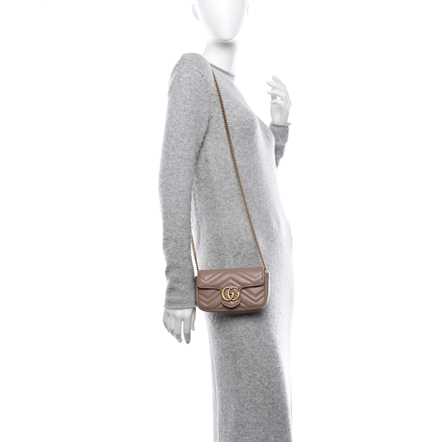 Calfskin Matelasse Super Mini GG Marmont Shoulder Bag Porcelain Rose