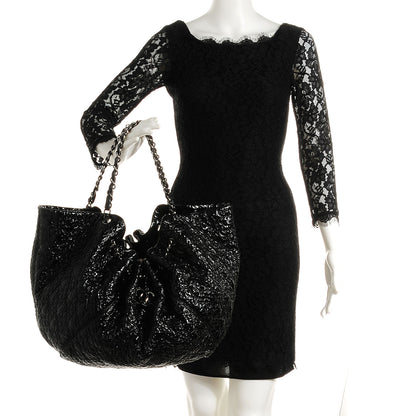 Chanel Vinyl Graphic Edge Tote Black 2 of 7
