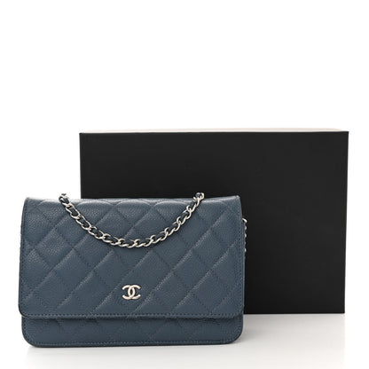 Chanel Caviar Quilted Wallet on Chain WOC Blue 14 of 14