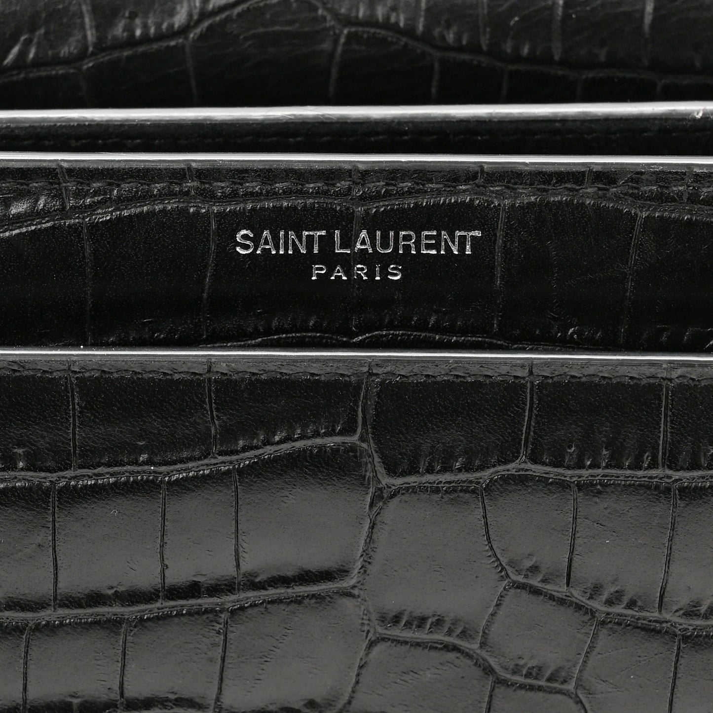 Calfskin Crocodile Embossed Medium Monogram Sunset Black
