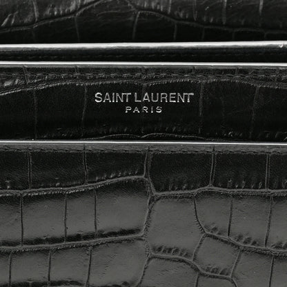 Saint Laurent Calfskin Crocodile Embossed Medium Monogram Sunset Black 6 of 13