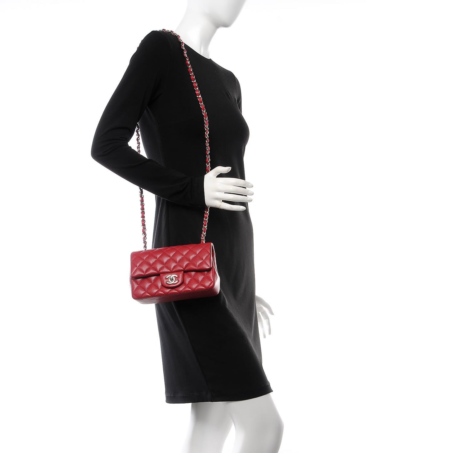 Caviar Quilted Mini Rectangular Flap Pink