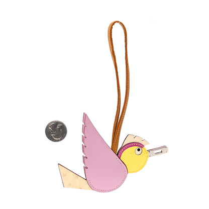 Hermes Ostrich Epsom Swift Birdy Bag Charm Mauve Sylvestre Nata Jaune Citron Magnolia Sesame 2 of 4