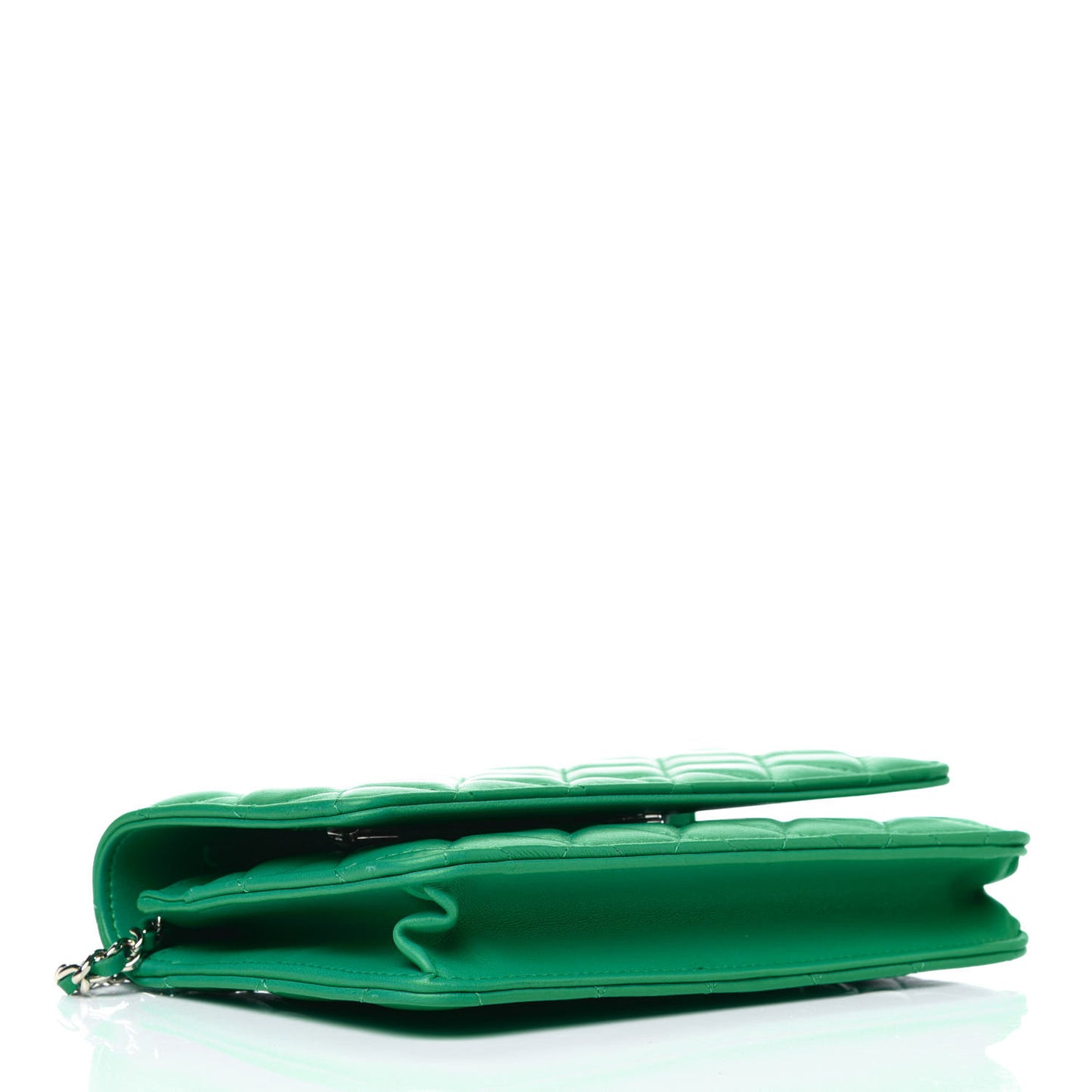 Lambskin Quilted Wallet On Chain WOC Green
