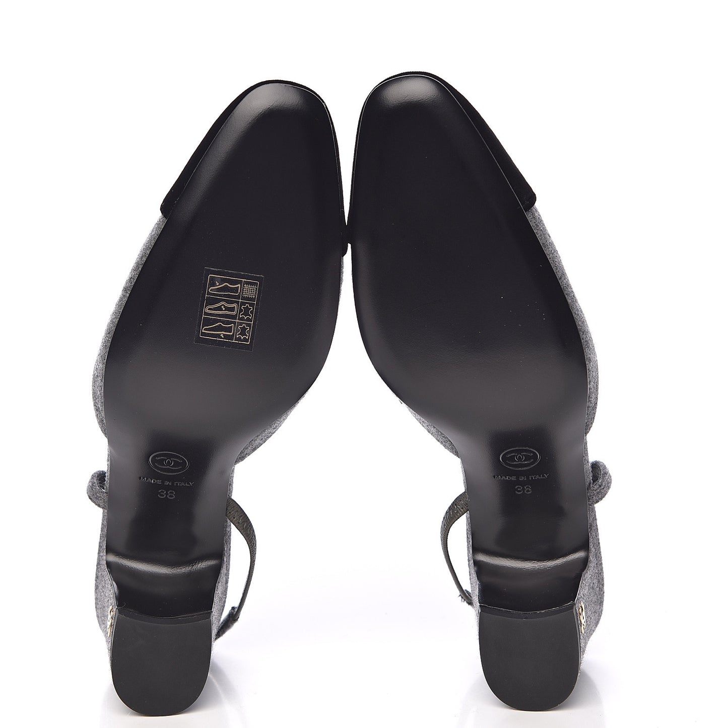 Wool Velvet Cap Toe CC Slingback Pumps 38 Black Grey