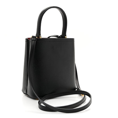 Prada Saffiano Cuir Small Panier Bucket Bag Black Fuoco 3 of 10