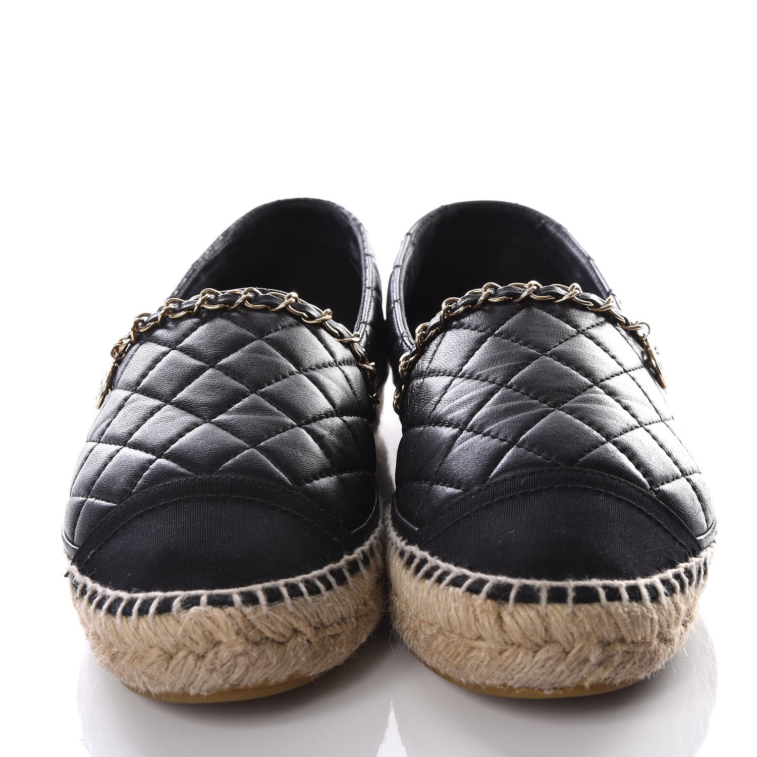 Chanel Lambskin Quilted CC Chain Espadrilles 39 Black 3 of 9