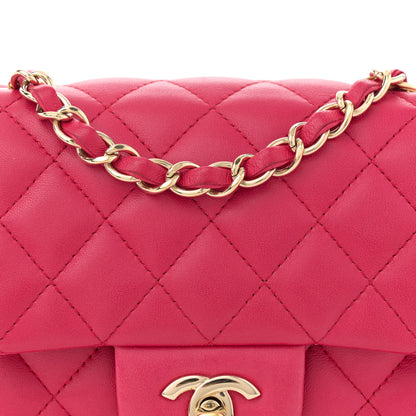 Chanel Lambskin Quilted Mini Square Flap Dark Pink 8 of 14