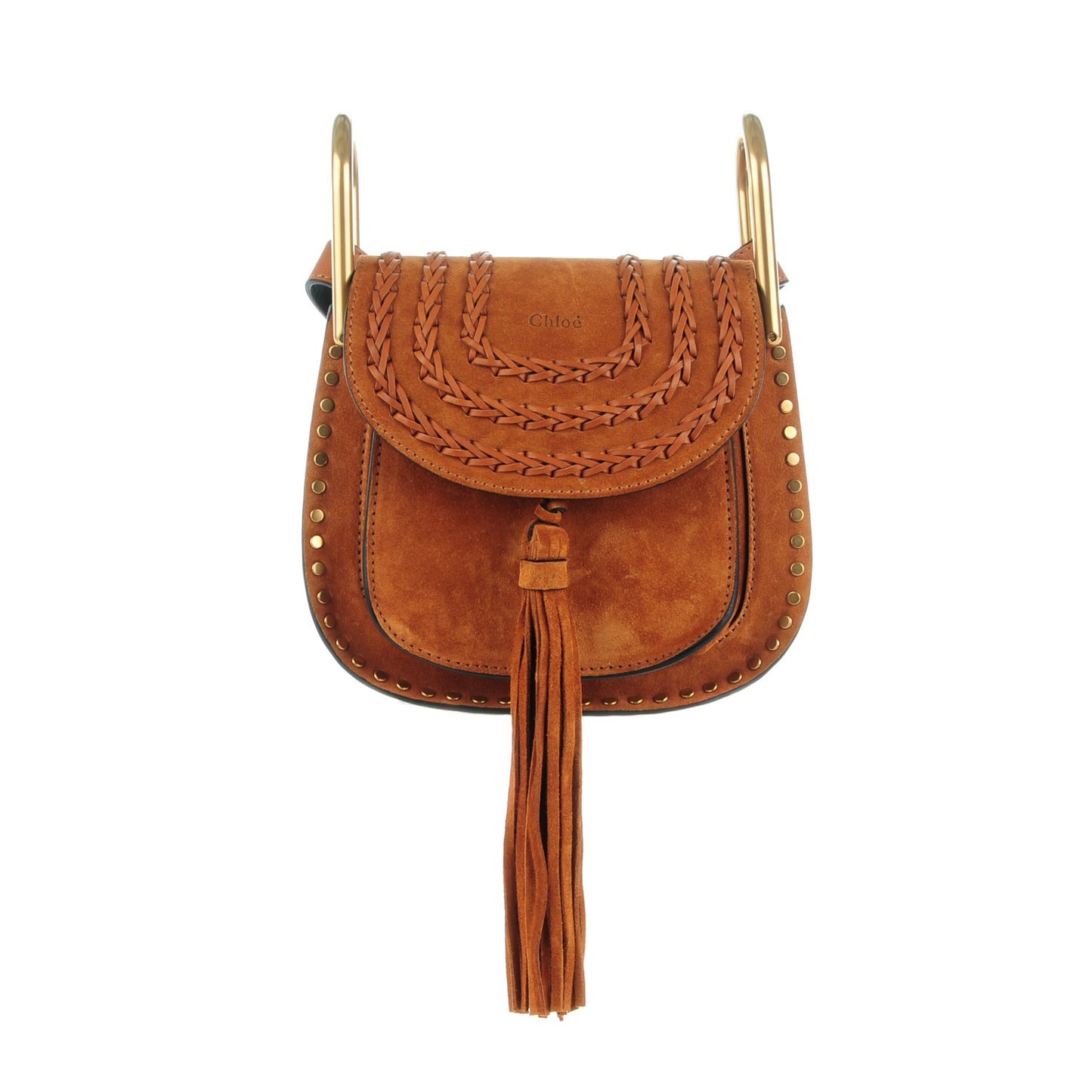 Suede Braided Mini Hudson Shoulder Bag Caramel