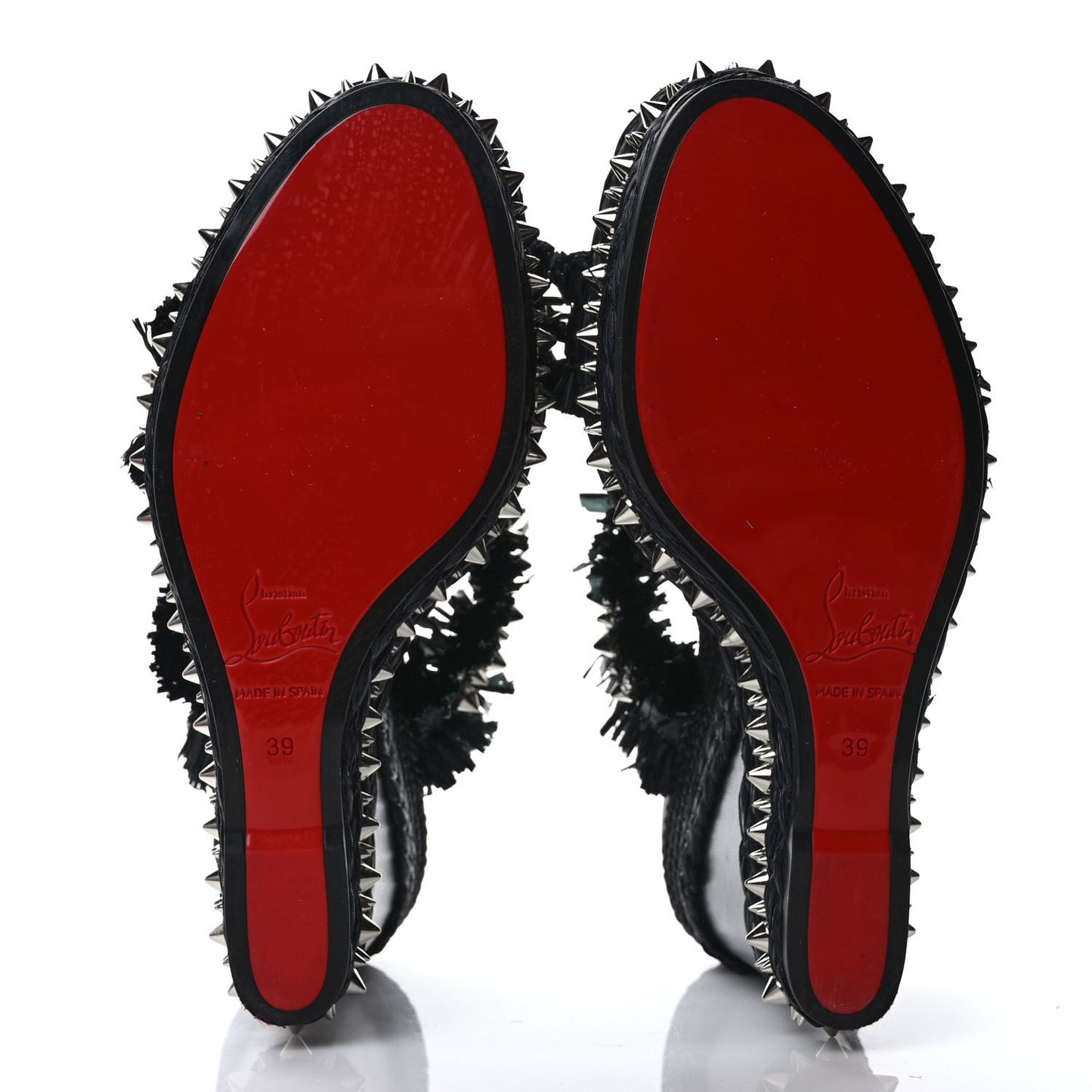 Voltinoudou 110mm Tie Cruise Raffia Spike Wedge 39 Black