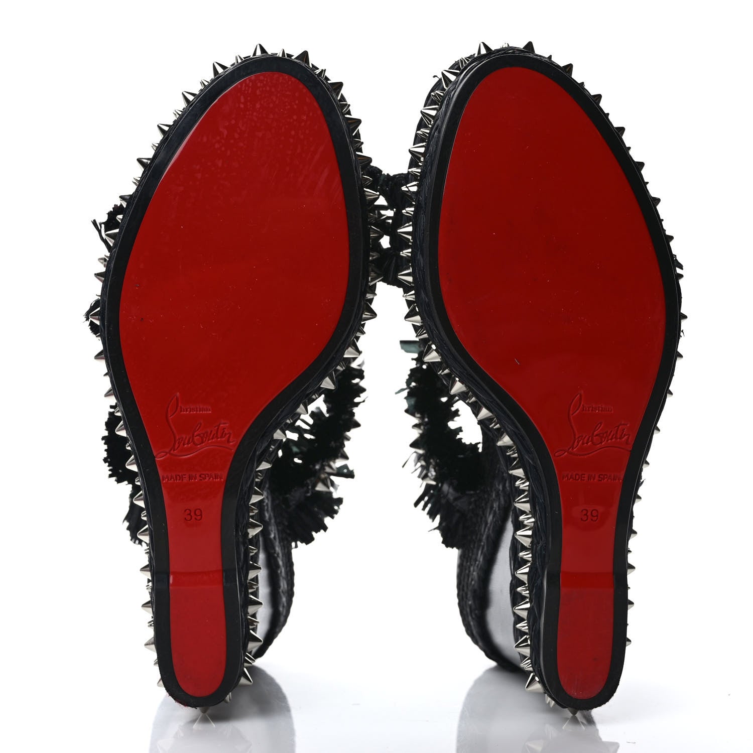 Christian Louboutin Voltinoudou 110mm Tie Cruise Raffia Spike Wedge 39 Black 5 of 7