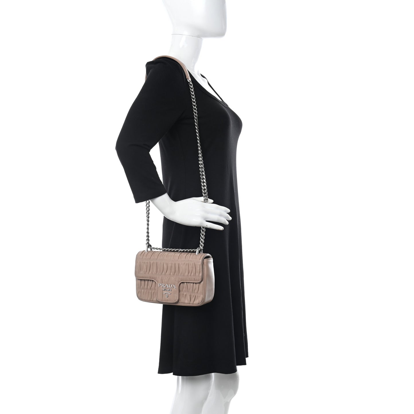 Nappa Gaufre Small Chain Flap Shoulder Bag Cipria