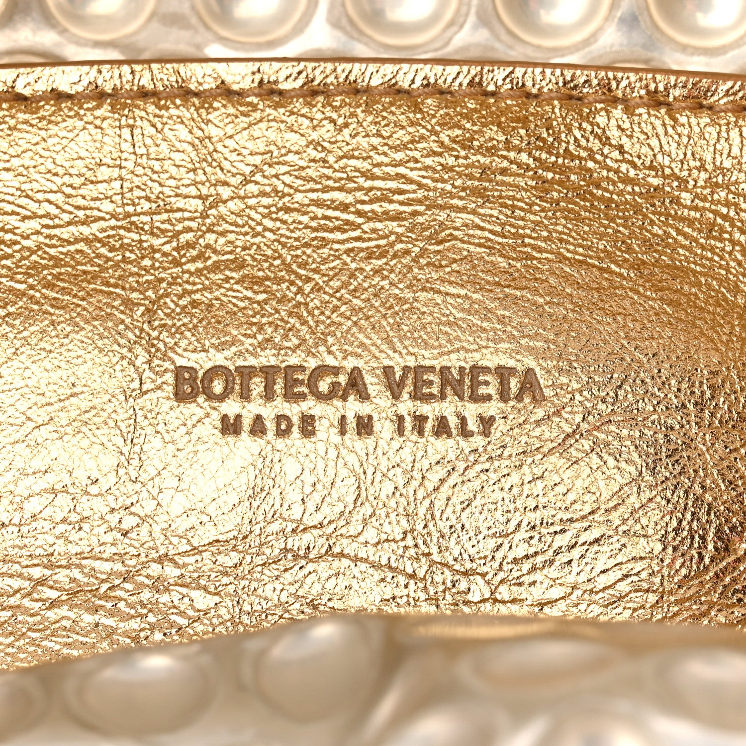 Bottega Veneta Metallic Fabric Bubble Wrap The Mini Pouch Gold