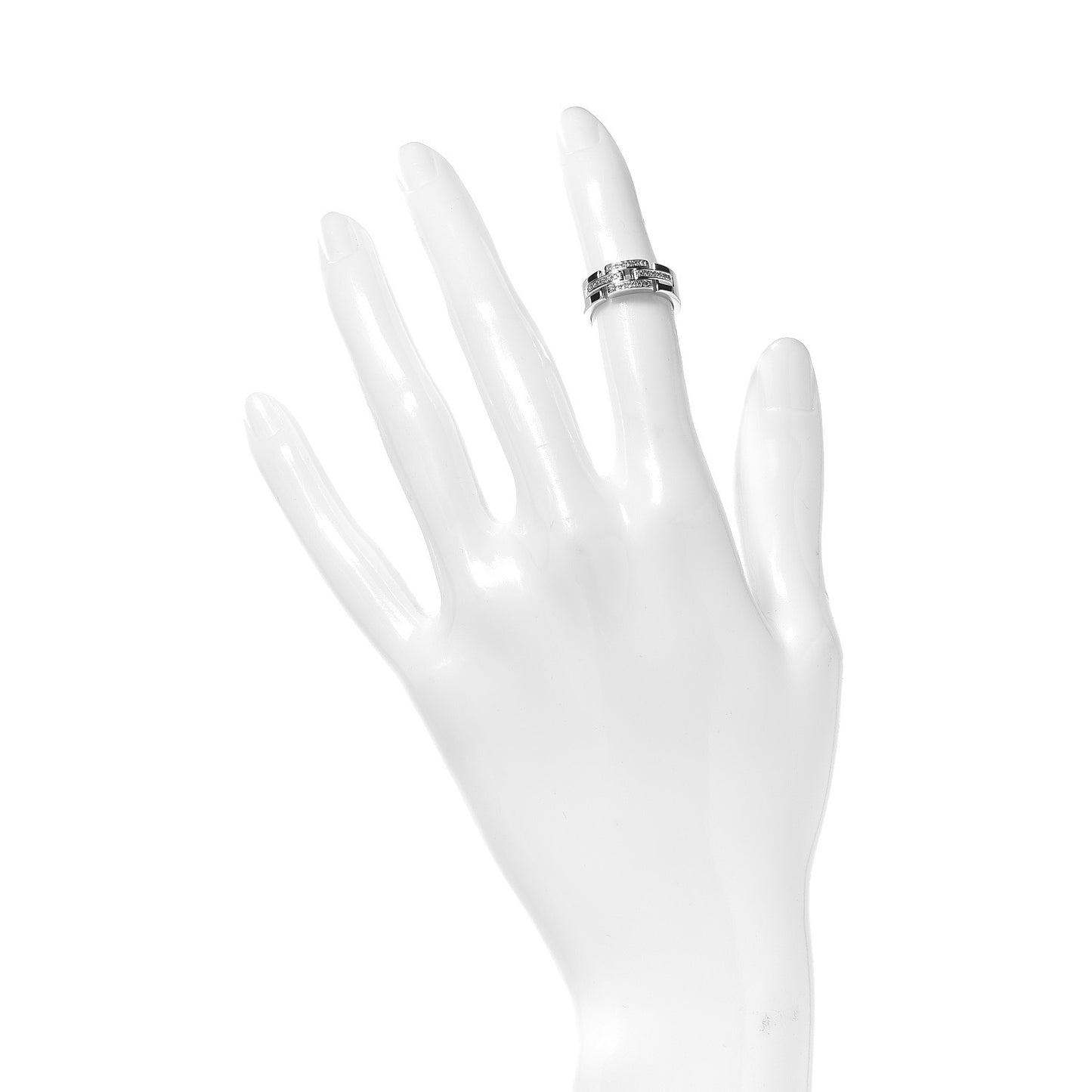 18K White Gold Diamond Maillon Panthere Band Ring 46 3.75