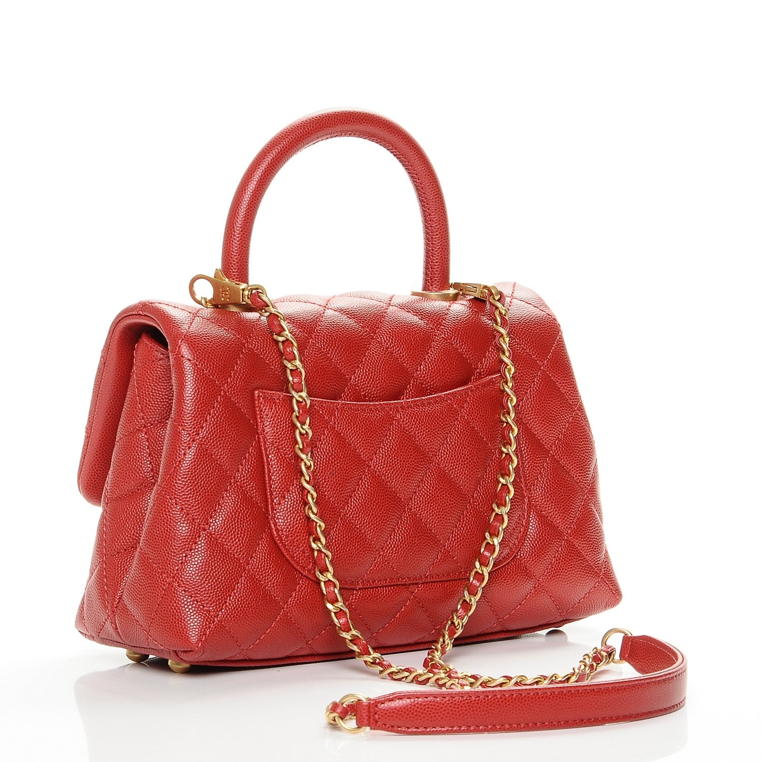 Chanel Caviar Quilted Mini Coco Handle Flap Red 3 of 7