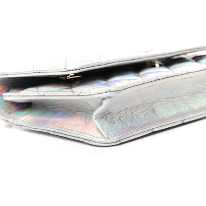 Chanel Iridescent Goatskin Quilted Wallet On Chain WOC Silver 8 of 10