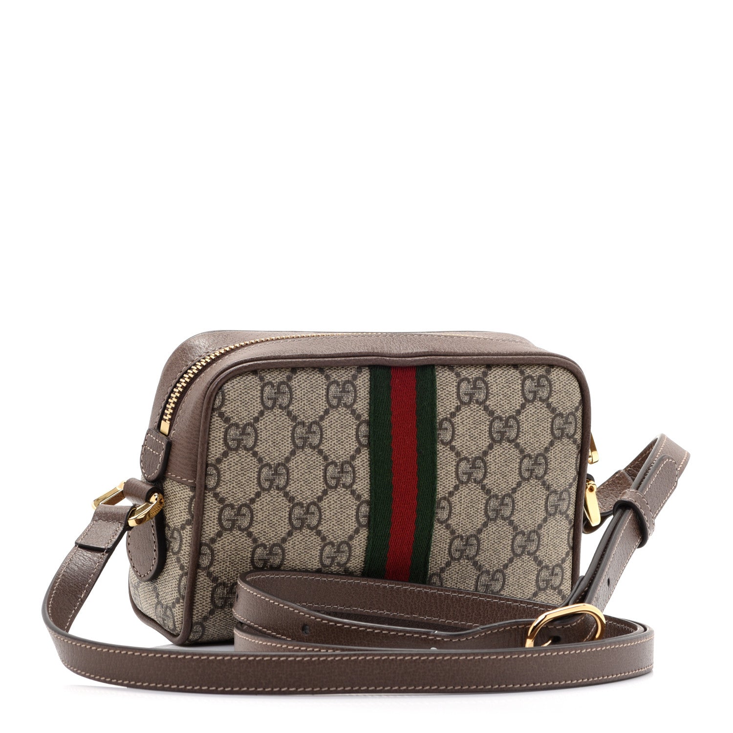 Gucci GG Supreme Monogram Web Mini Ophidia Shoulder Bag Brown 3 of 10