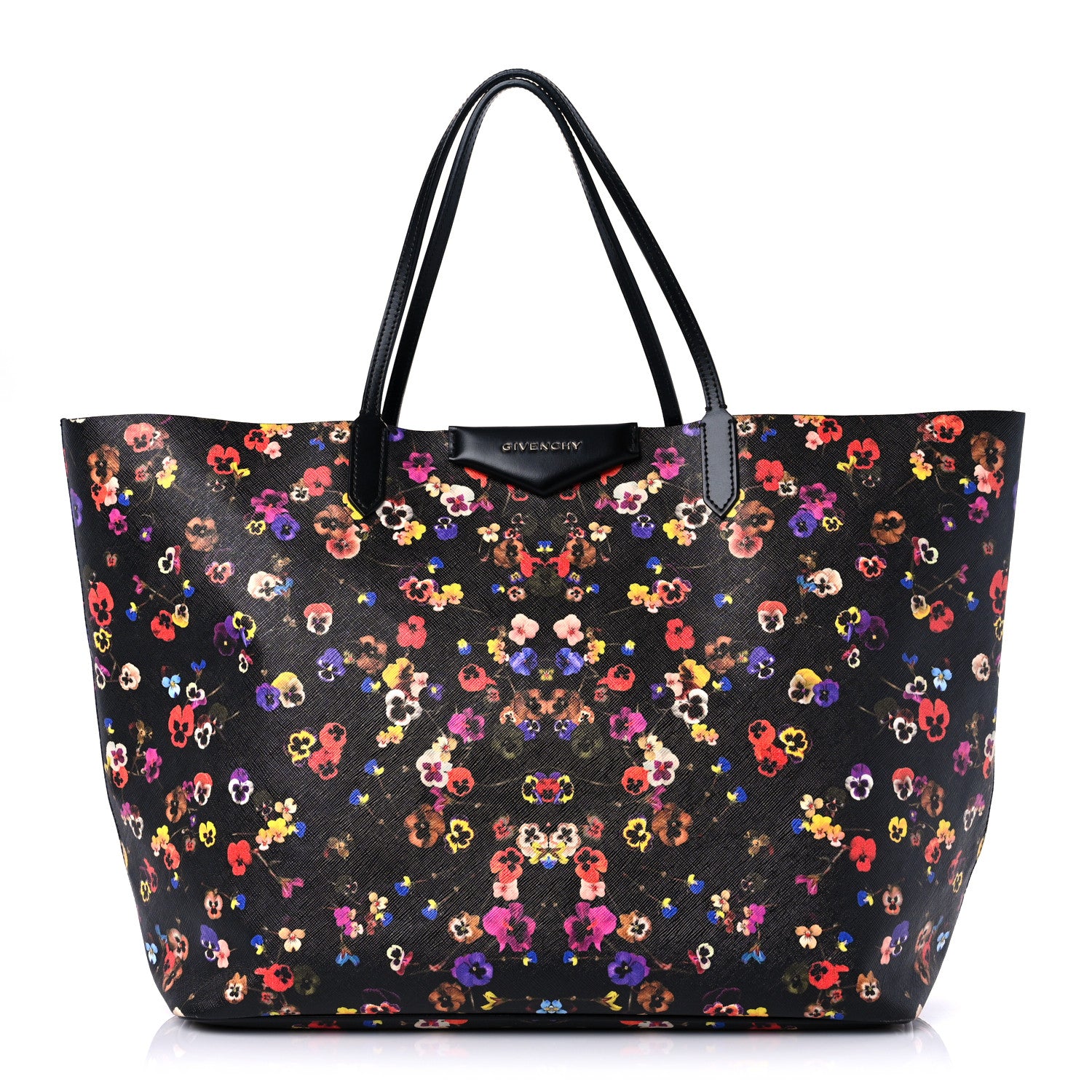 Givenchy Textured Coated Canvas Floral Print Large Antigona Tote Black Multicolor 1 of 10