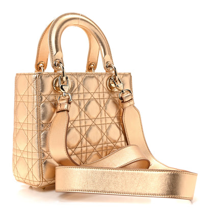 Christian Dior Metallic Lambskin Cannage Small My ABCDior Lady Dior Rose Gold 3 of 12