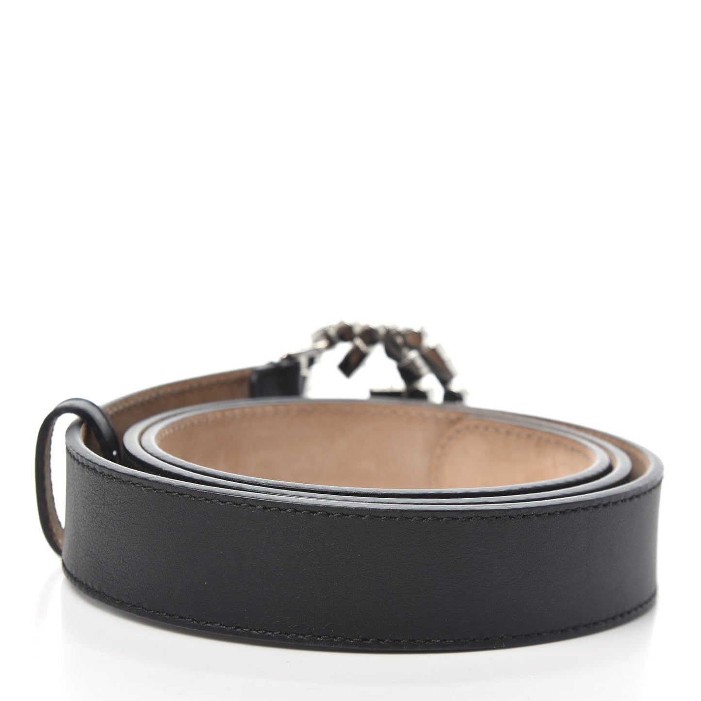 Calfskin Crystal Interlocking G Belt 90 36 Black