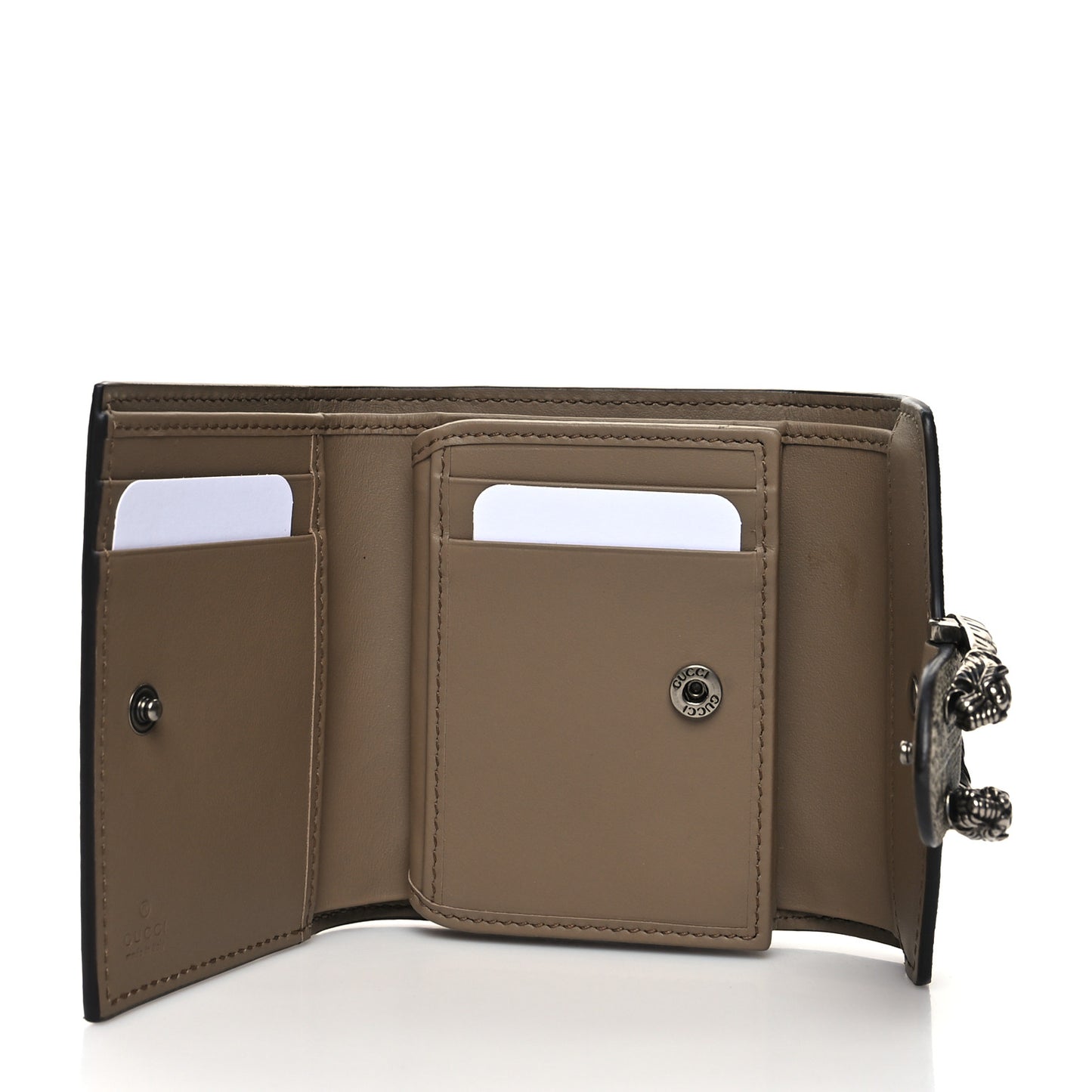 GG Supreme Monogram Dionysus Card Case Wallet Beige Taupe
