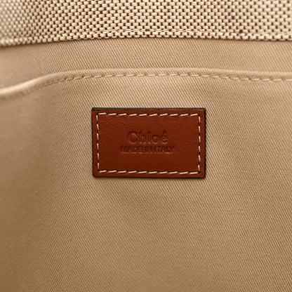 Chloe Cotton Calfskin Large Woody Ribbon Tote White Brown 6 of 12