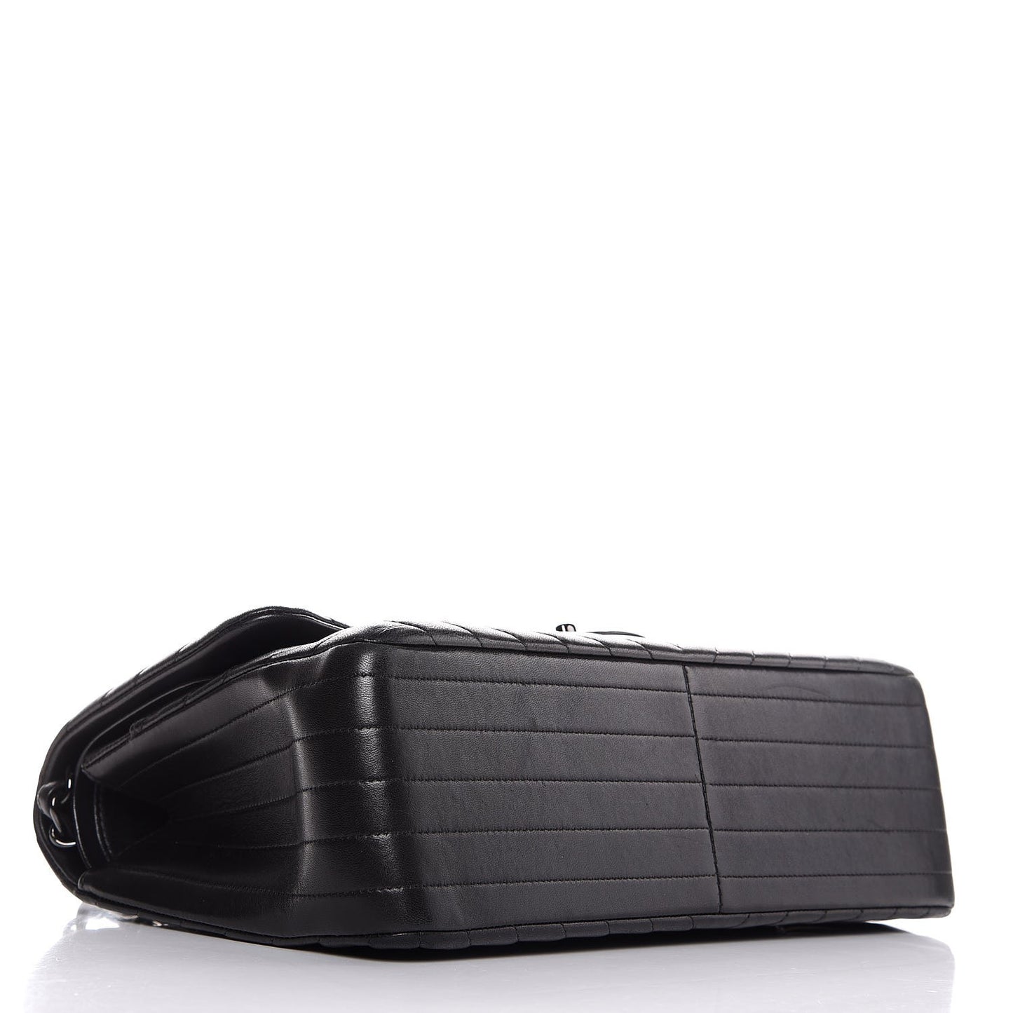 Lambskin Chevron Quilted Jumbo Double Flap So Black