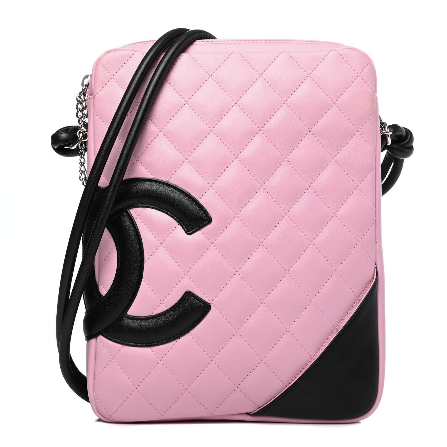 Calfskin Quilted Medium Cambon Messenger Pink Black