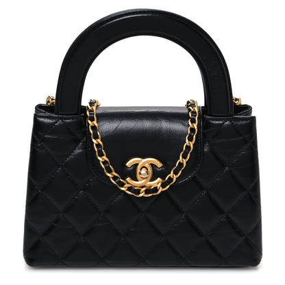 Chanel Shiny Aged Calfskin Quilted Nano Kelly Shopper Black 1 of 10