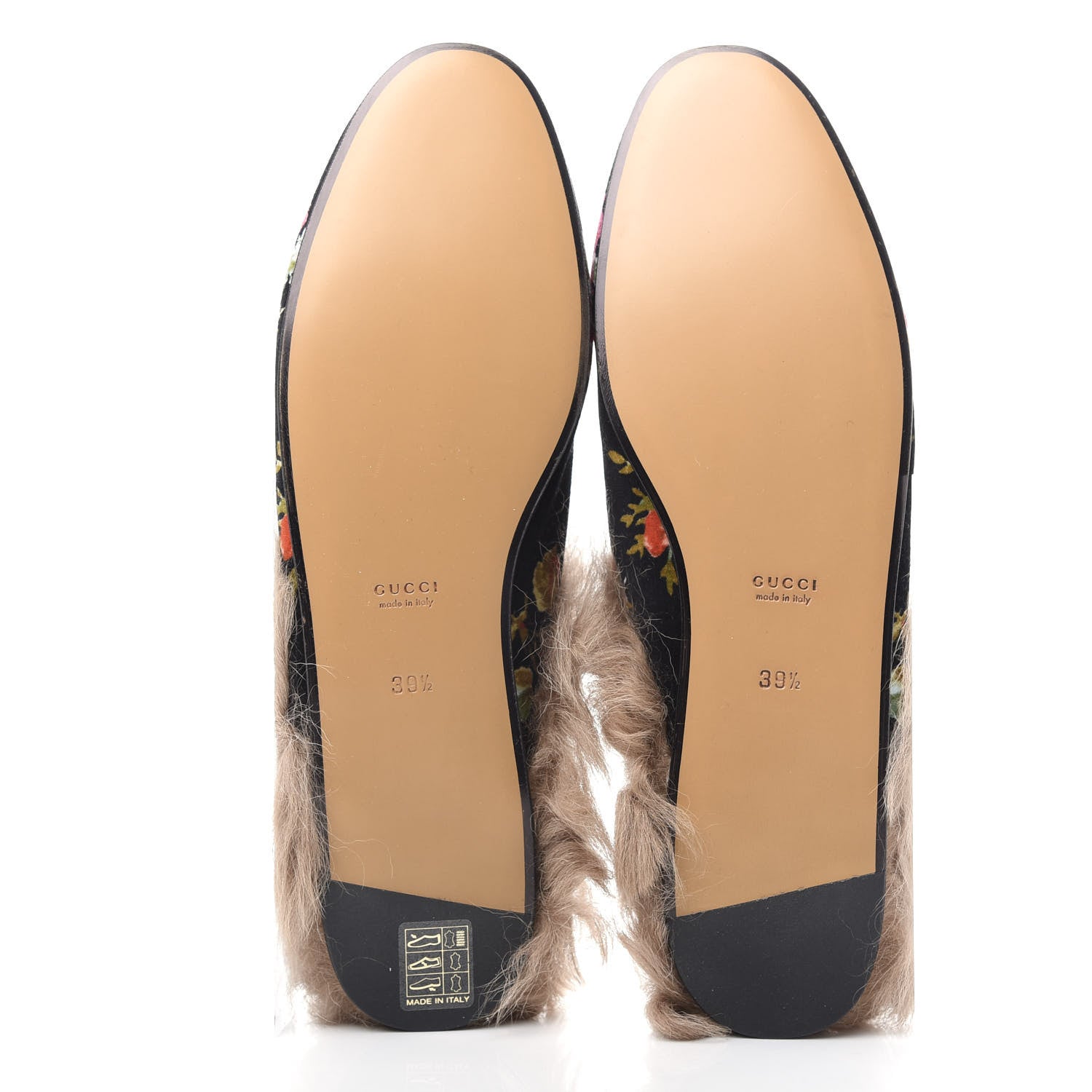 Gucci Velvet Fur Floral Womens Princetown Slippers 39.5 Black 6 of 9