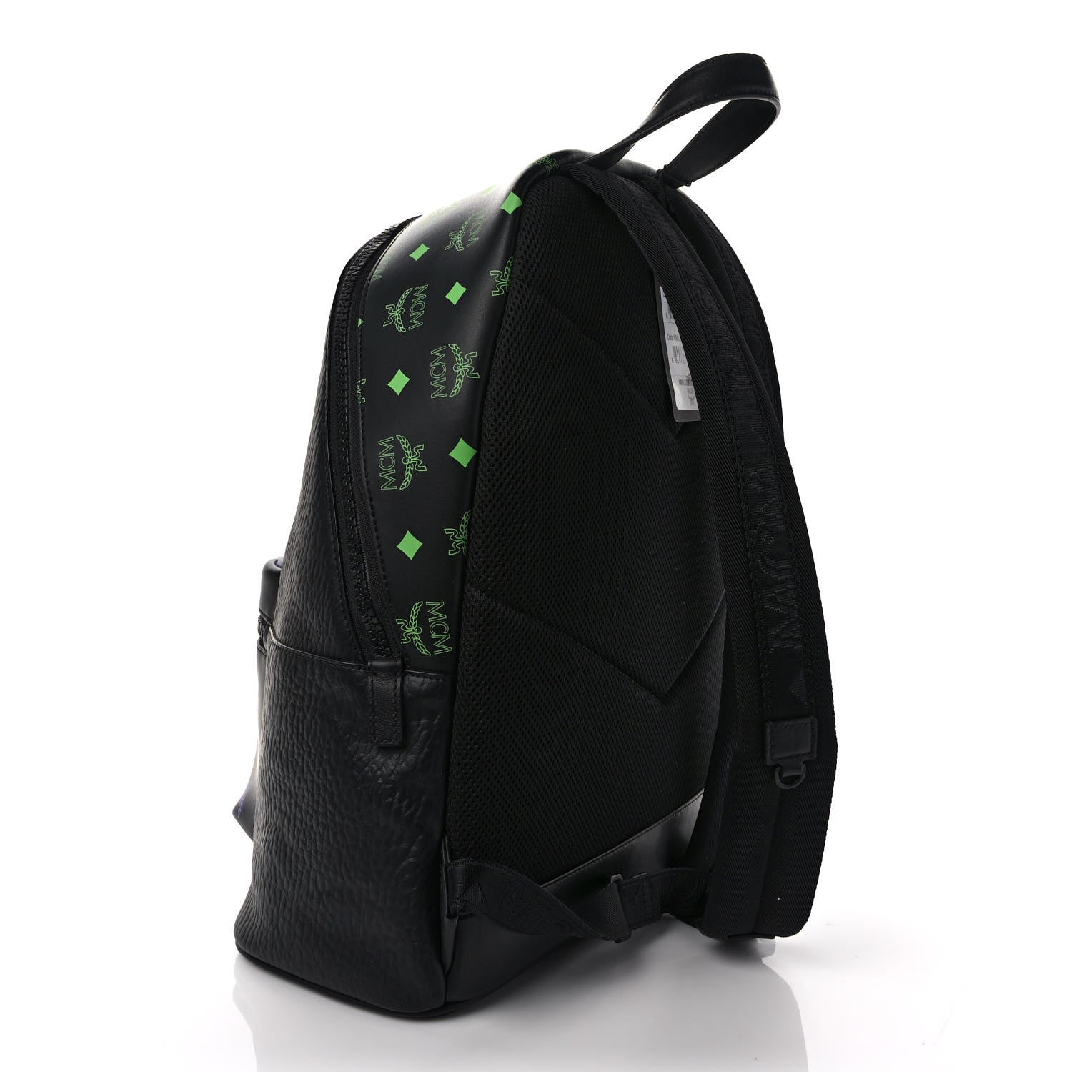 MCM Grained Calfskin Visetos Color Splash Medium Backpack Black Dahlia Purple Summer Green 3 of 8