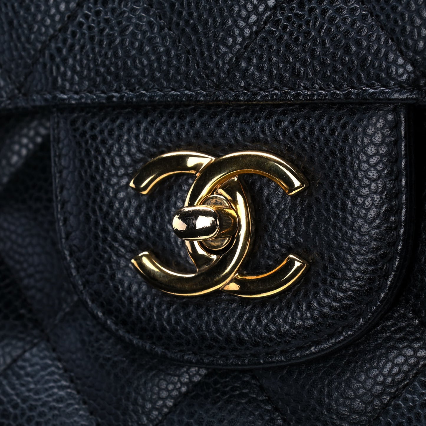 Caviar Quilted Jumbo Double Flap Black