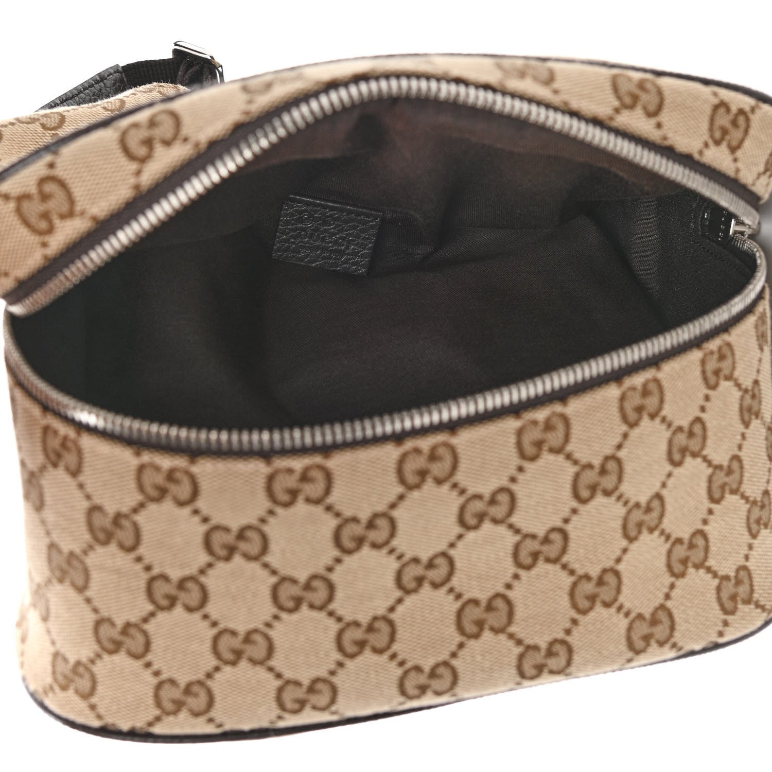Gucci Monogram Dollar Calfskin Waist Pouch Beige Ebony Testa di Moro Marrone Scuro 5 of 10