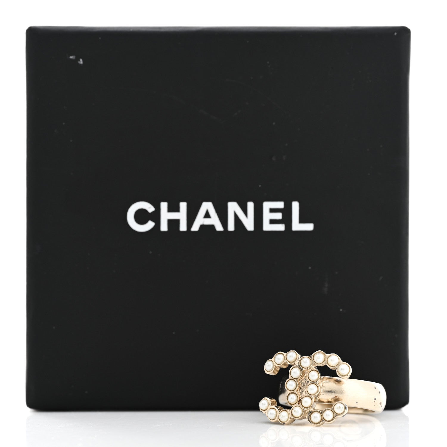 Chanel Pearl CC Ring 51 5.75 Gold White 7 of 7