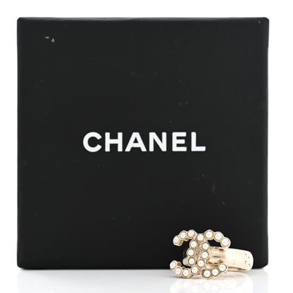 Chanel Pearl CC Ring 51 5.75 Gold White 7 of 7
