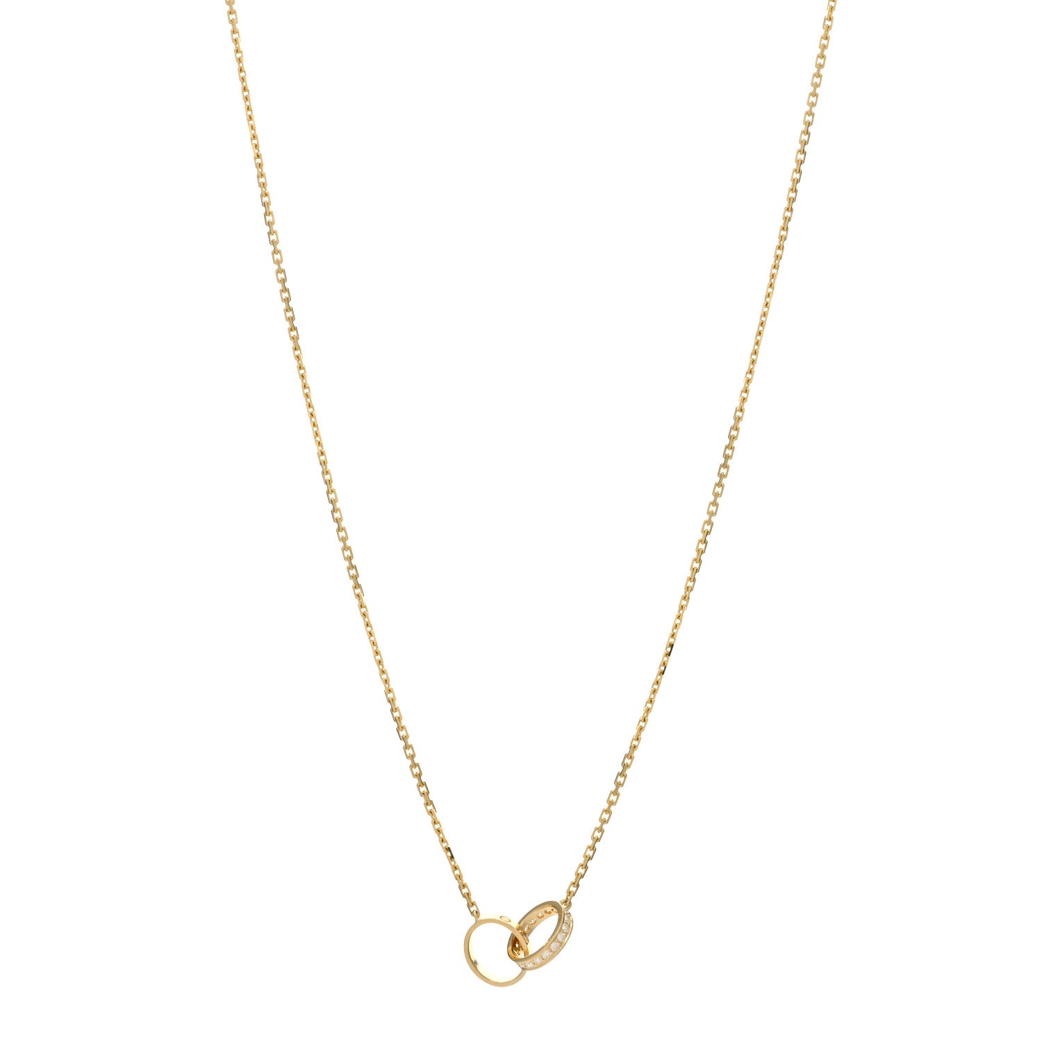 Cartier 18K Yellow Gold Diamond Interlocking LOVE Necklace 1 of 3