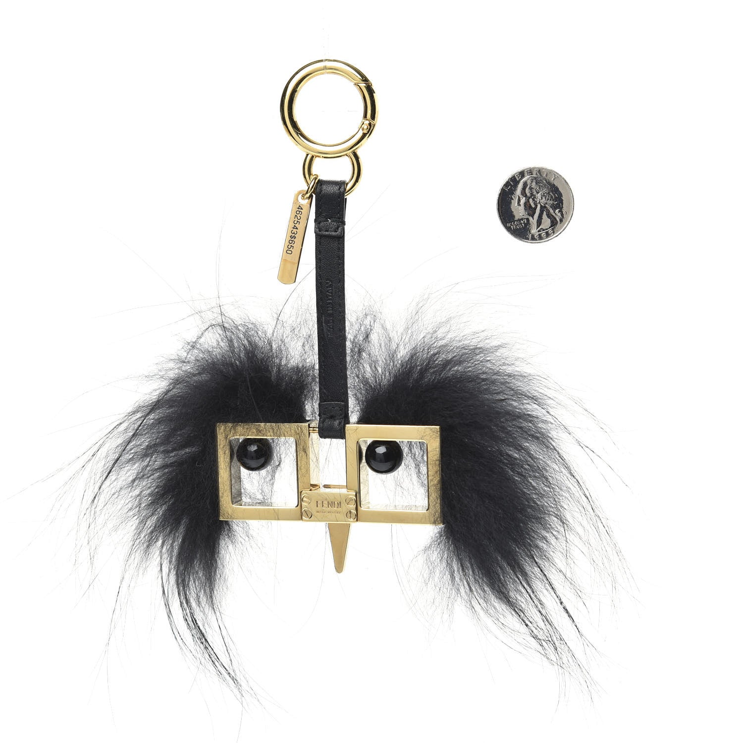 Fendi Metal Fox Fur Witches Bag Charm Black 2 of 3