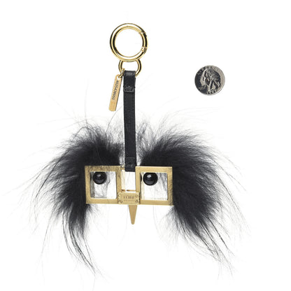 Fendi Metal Fox Fur Witches Bag Charm Black 2 of 3