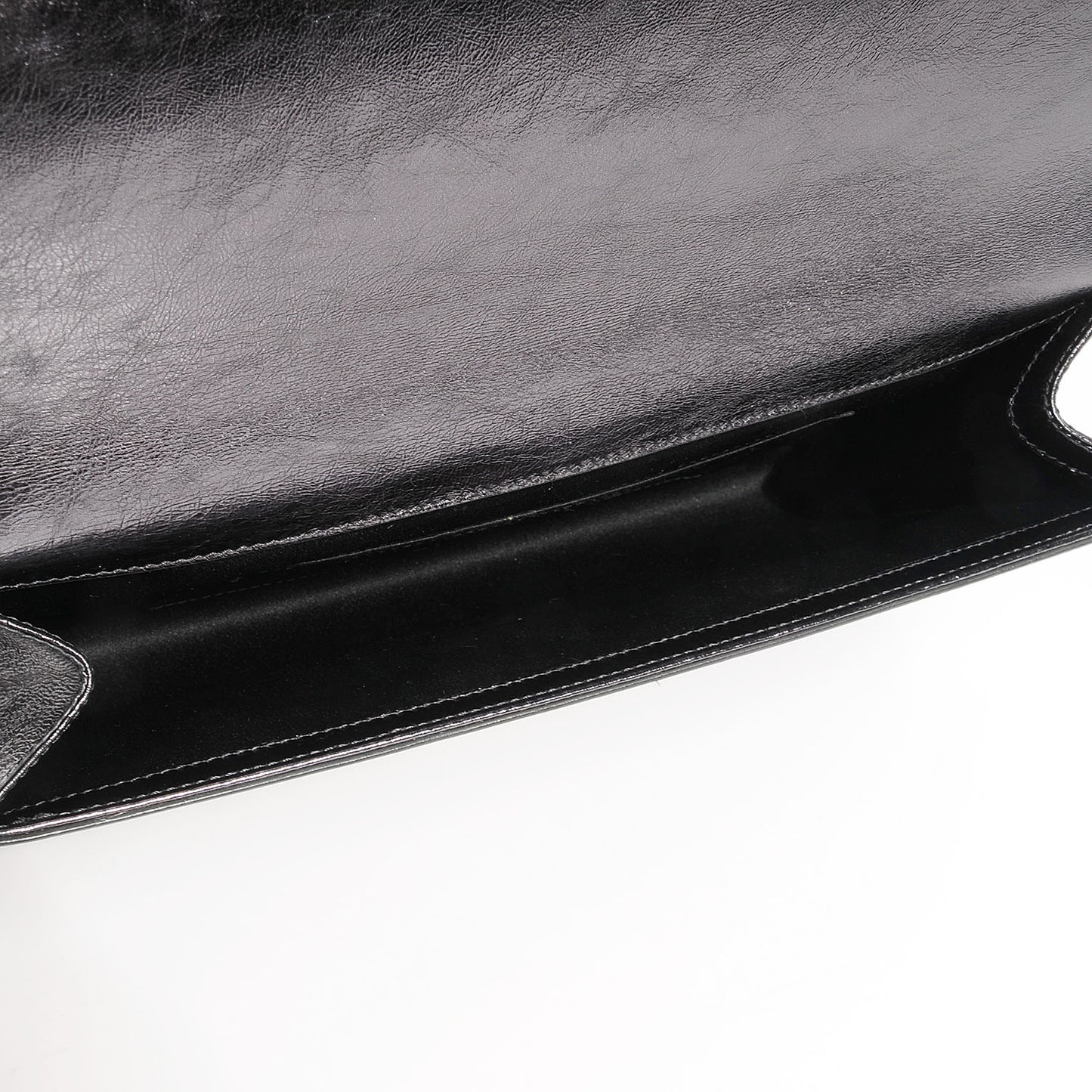 Metallic Leather Large Belle De Jour Clutch Dark Silver